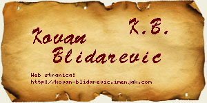 Kovan Blidarević vizit kartica